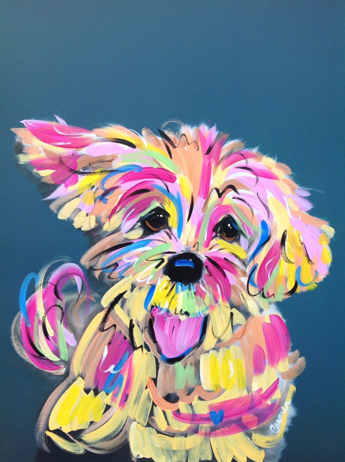 1120x1500 Dog Art Dog Painting Dog Portrait Whimsical Dog Custom - Paw Painting With Dogs