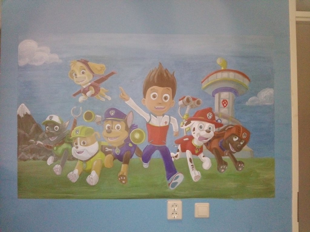 1024x768 Paw Patrol Mural By Ratzie - Paw Patrol Painting