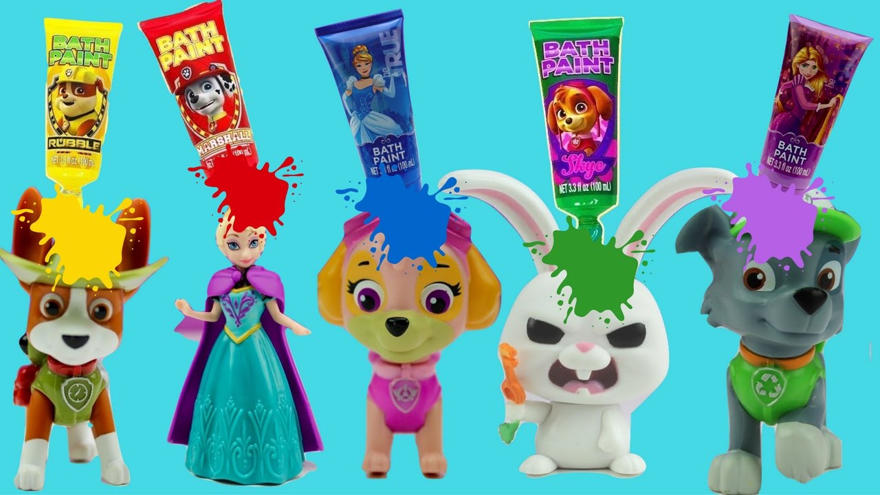 1280x720 Bath Paint Paw Patrol Glitter Colors Bubble Tub Soap Disney - Paw Patrol Painting Games