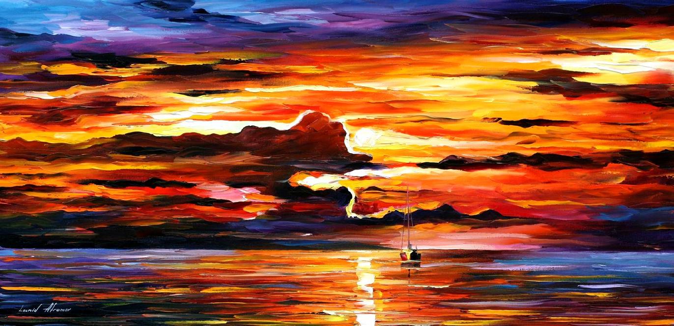 1372x665 Leonid Afremov, Oil On Canvas, Palette Knife, Buy Original - Peace In The Storm Painting