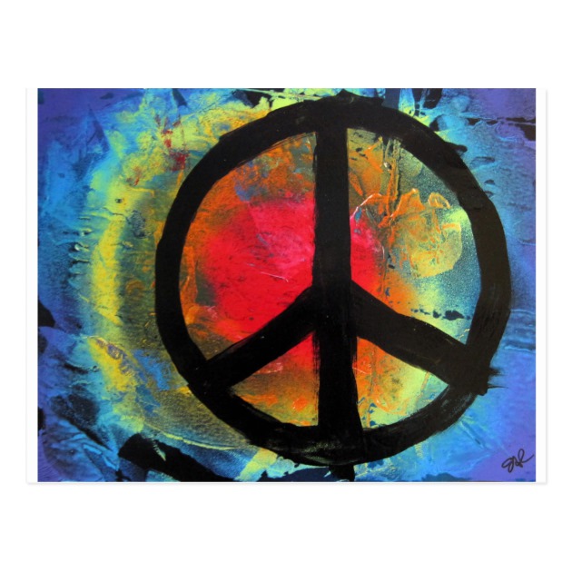 630x630 Spray Paint Art Rainbow Peace Sign Painting Postcard Zazzle.co.uk - Peace Sign Painting