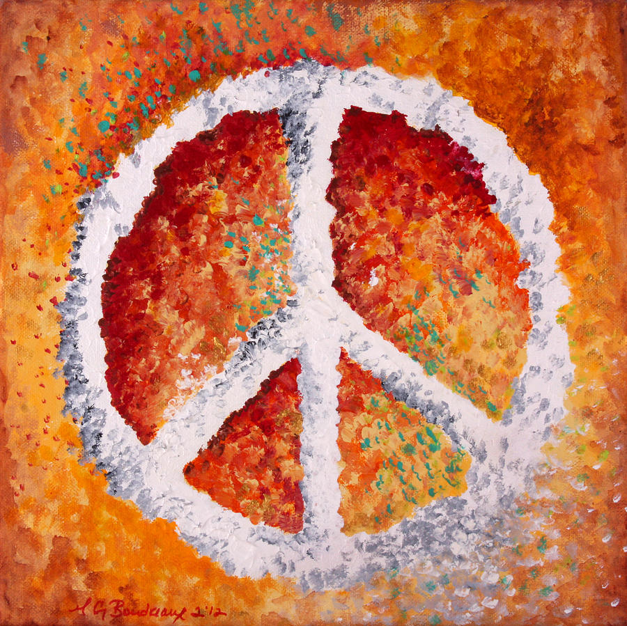 900x899 Warm Peace Painting By Michelle Boudreaux - Peace Sign Painting