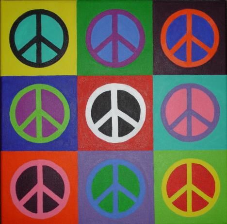 468x461 Peace Sign Painting Canvas - Peace Sign Painting
