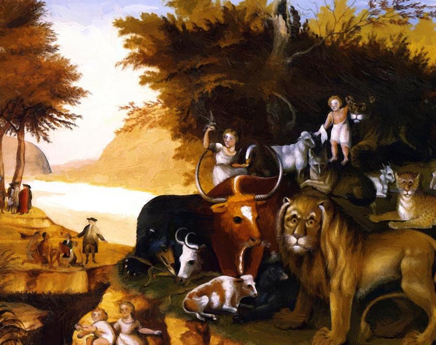 900x713 Peaceable Kingdom 1837 Painting By Hicks Edward - Peaceable Kingdom Painting