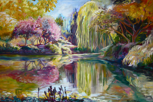 600x400 Peaceful Garden Painting By Nancy Isbell - Peaceful Painting