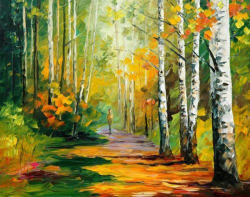 500x394 A Man Walking In Peaceful Forest Hand Painted Canvas Oil Painting - Peaceful Painting