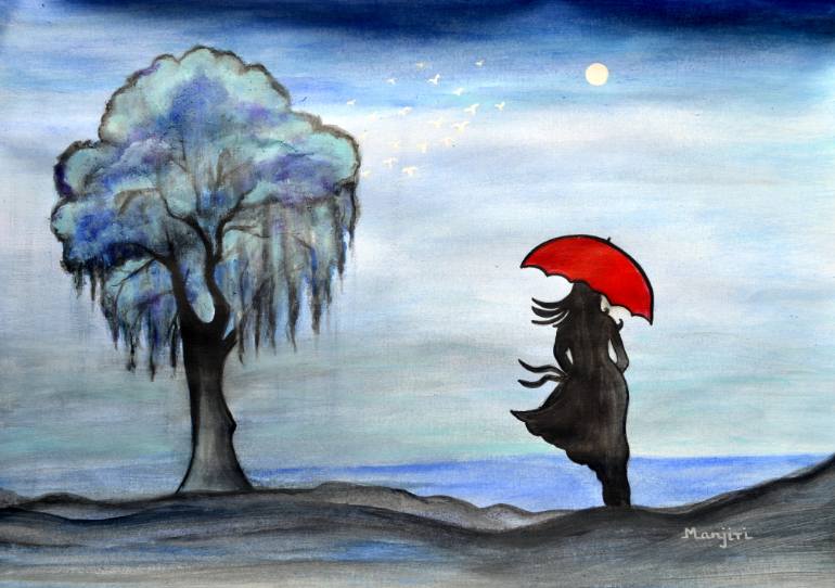 770x542 Saatchi Art Evening Walk A Peaceful Artwork Painting By Manjiri - Peaceful Painting