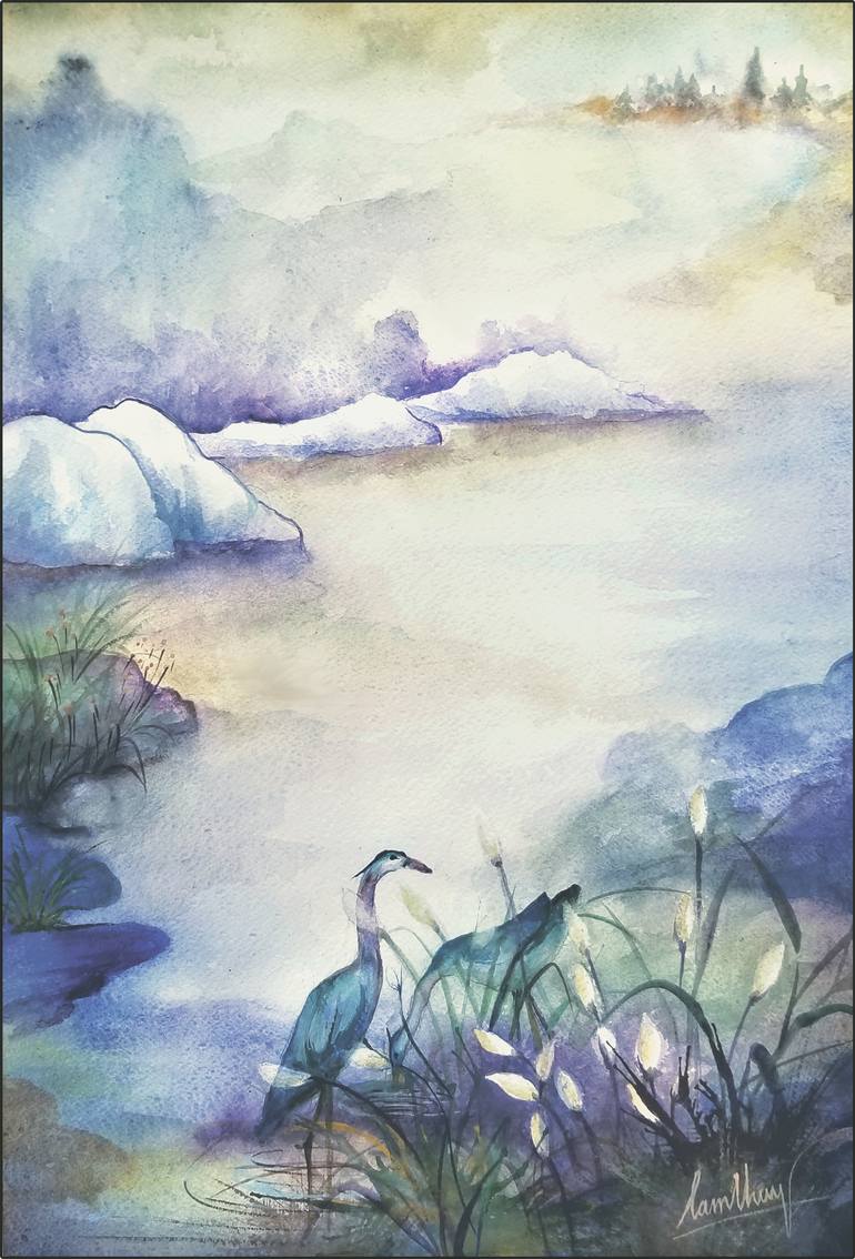 770x1134 Saatchi Art Peaceful Painting By Thuy Deo - Peaceful Painting