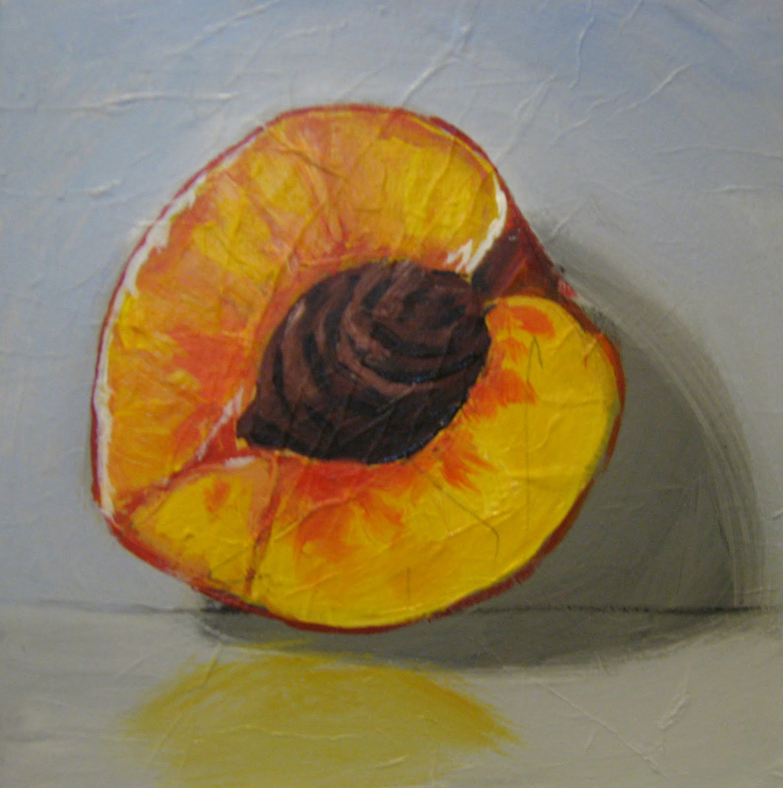 1590x1600 One Painting A Day Peach Half - Peach Painting