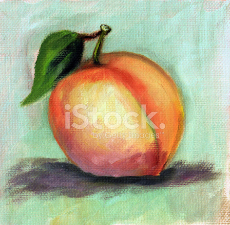 448x440 Original Art Acrylic Painting Peach Fruit Stock Photos - Peach Painting