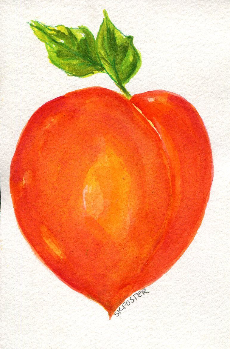 772x1169 Peach Watercolor Painting Original, Fruit Art, Peaches Painting - Peach Painting