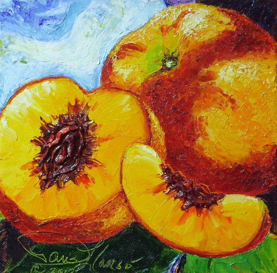 900x887 Peaches Painting By Paris Wyatt Llanso - Peach Painting
