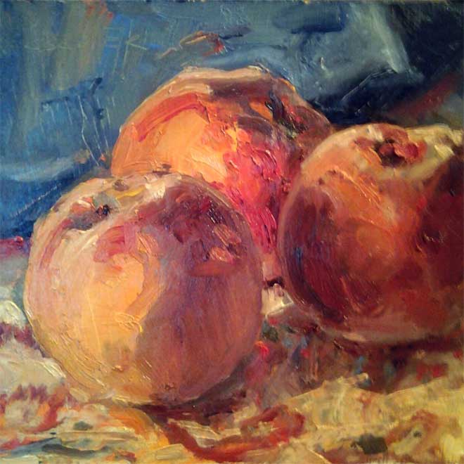 660x660 Peaches On A Painted Plate Chessney Sevier Fine Art - Peach Painting