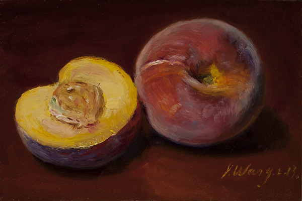 600x400 Wang Finert Peach, Original Oil Painting Small Work Ofrt - Peach Painting