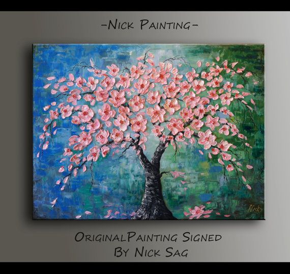 570x537 Original Contemporary Painting On Canvas Oil And Acrylic Impasto - Peach Tree Painting
