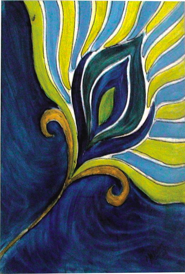 609x900 Peacock Feather Painting By Masoom Sanghi - Peacock Feather Canvas Painting