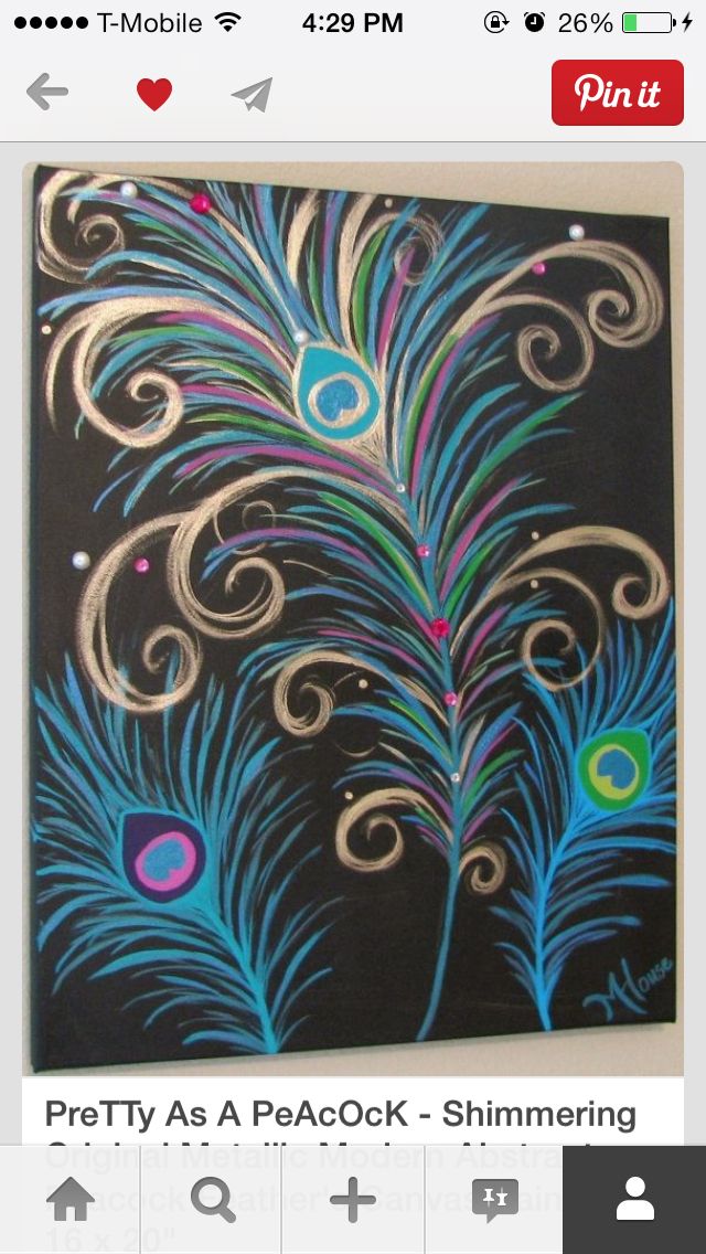 640x1136 Pin By Jackie Miller On Painting Ideas Canvases - Peacock Feather Canvas Painting