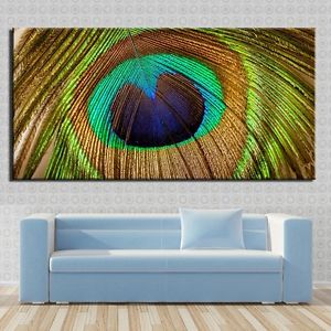 300x300 Peacock Feather Macro For Wall Home Decoration Canvas Print - Peacock Feather Canvas Painting