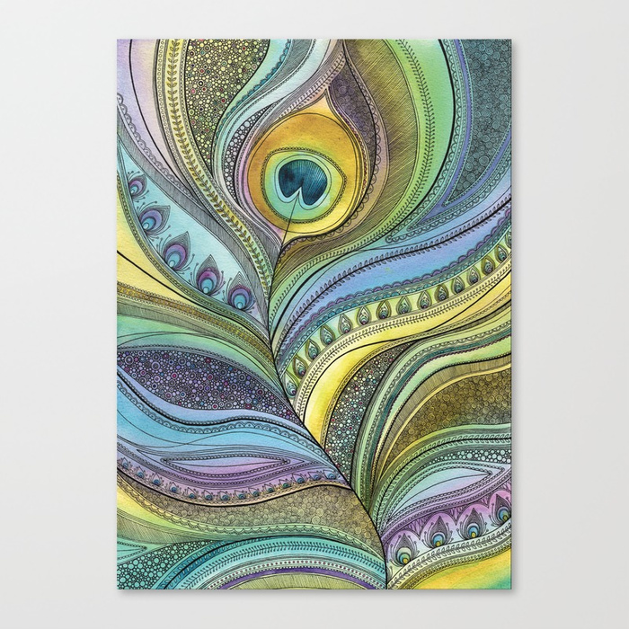 700x700 Intricate Peacock Feather Canvas Print By Sarahtravis Society6 - Peacock Feather Canvas Painting