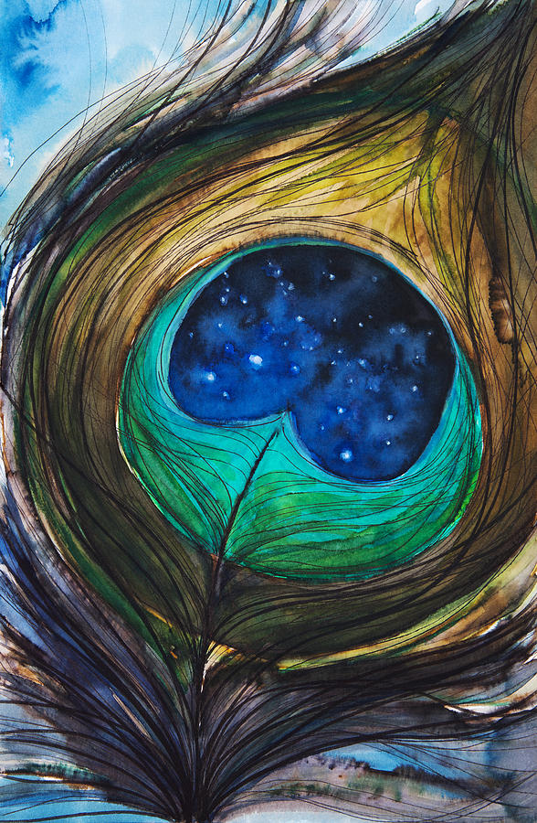 588x900 Peacock Feather Painting By Tara Thelen - Peacock Feather Painting