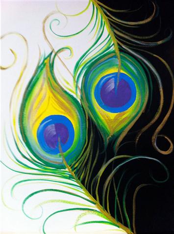 355x475 Peacock Feathers - Peacock Feather Painting