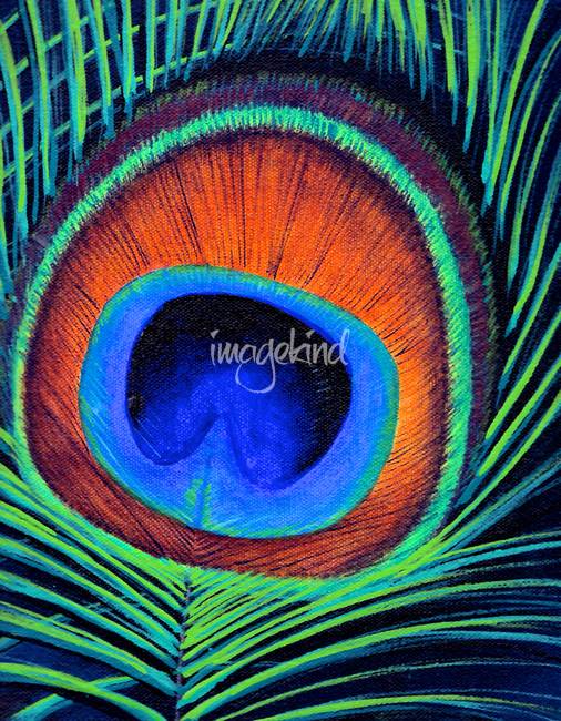 506x650 Peacock Feather Painting By Glauco Mendoza - Peacock Feather Painting