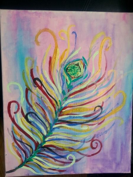 450x600 Inspired Peacock Feather Paintings Peacock - Peacock Feather Painting