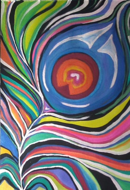 526x768 Abstract Peacock Feather Painting Decorating Ideas - Peacock Feather Painting