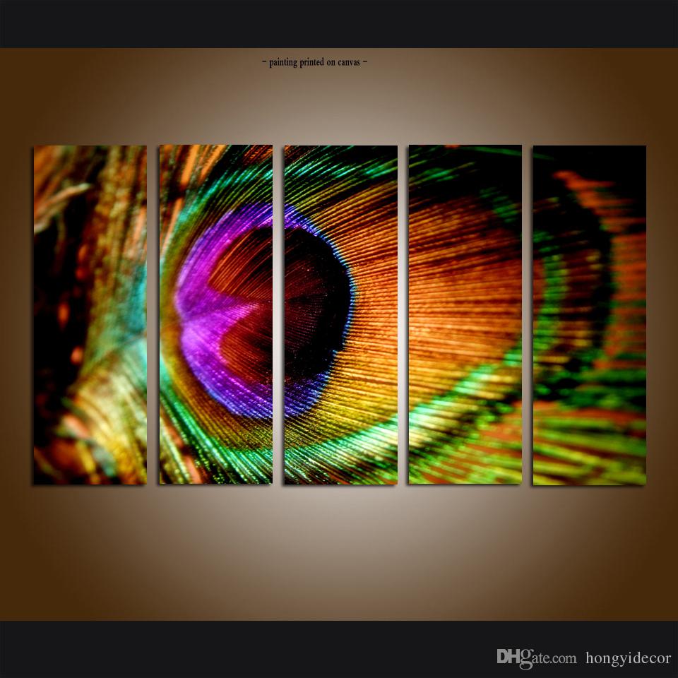 960x960 Large Modern Contemporary Abstract Peacock Feather Painting Giclee - Peacock Feather Painting