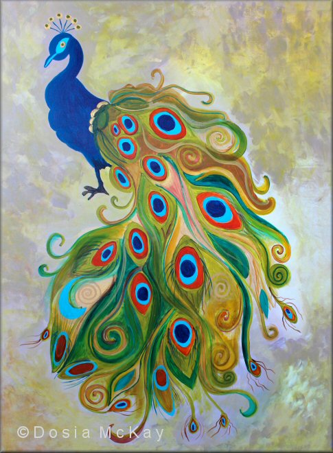 485x660 Newly Hatched The Peacock Acrylic Painting On Canvas Dosia - Peacock Images Painting