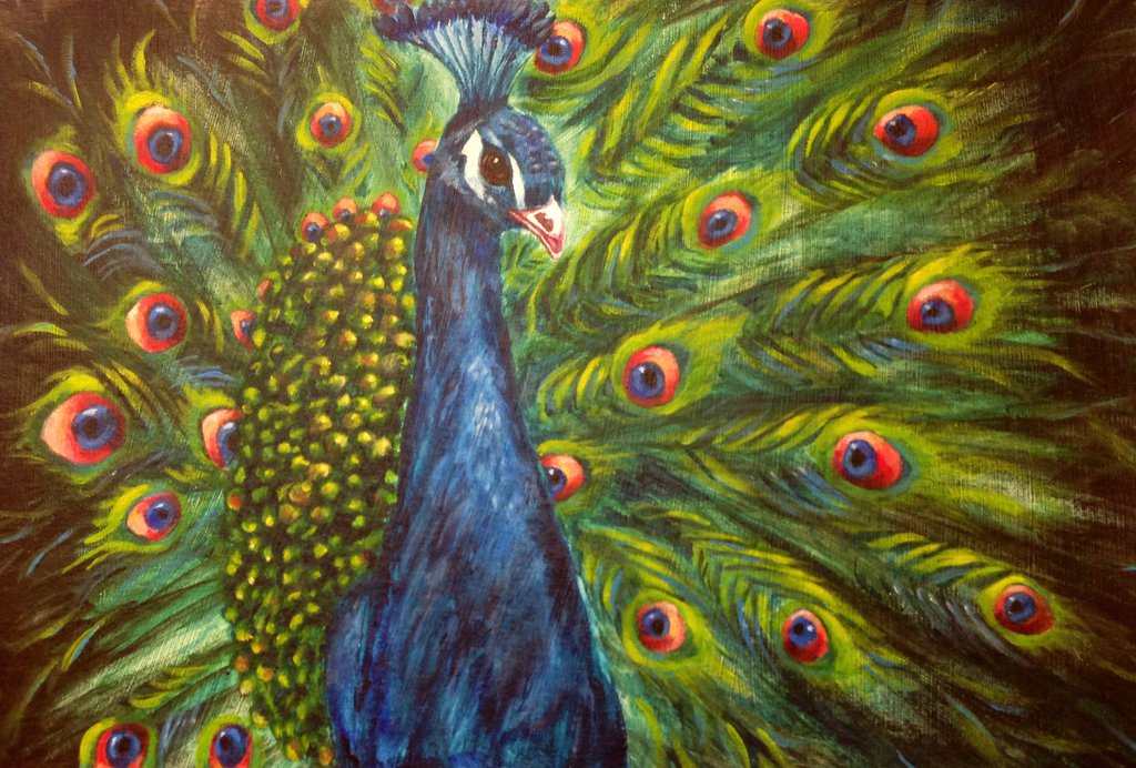 1024x692 Peacock Painting By Varnaify - Peacock Images Painting