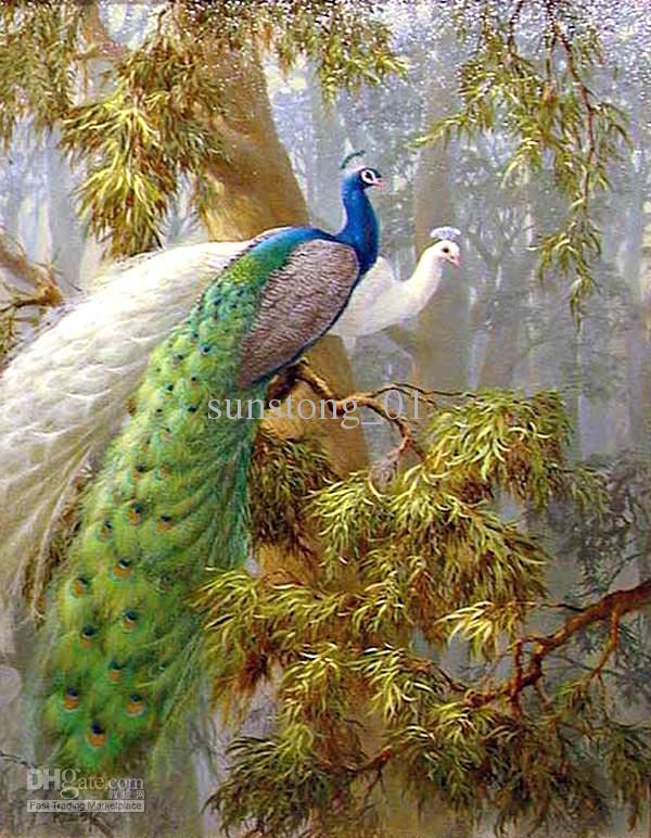 600x772 2018 Beautiful Peacock Oil Painting Animal Paints Handmade Oil - Peacock Images Painting