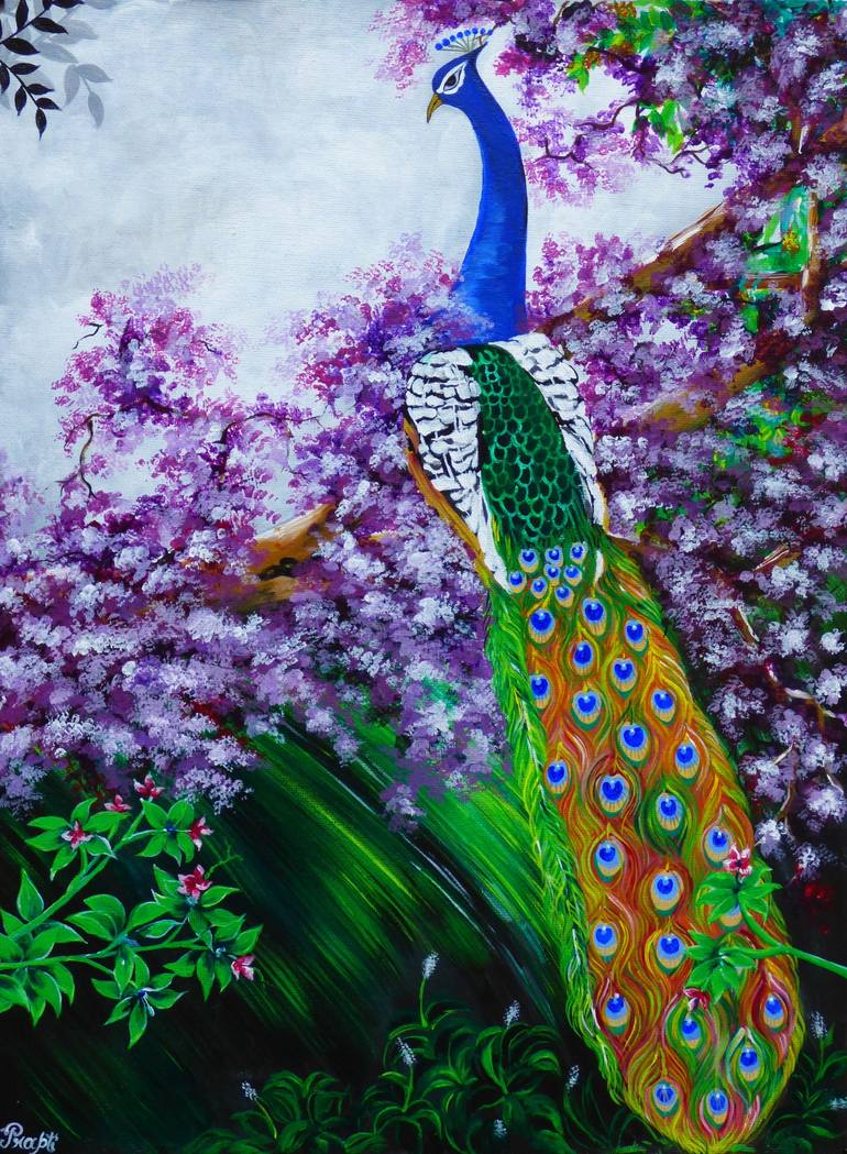 770x1049 Saatchi Art Peacock Painting By Prapti Maity - Peacock Images Painting
