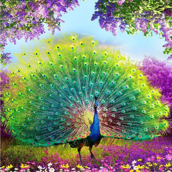 600x600 Sparkling Peacock - Peacock Images Painting