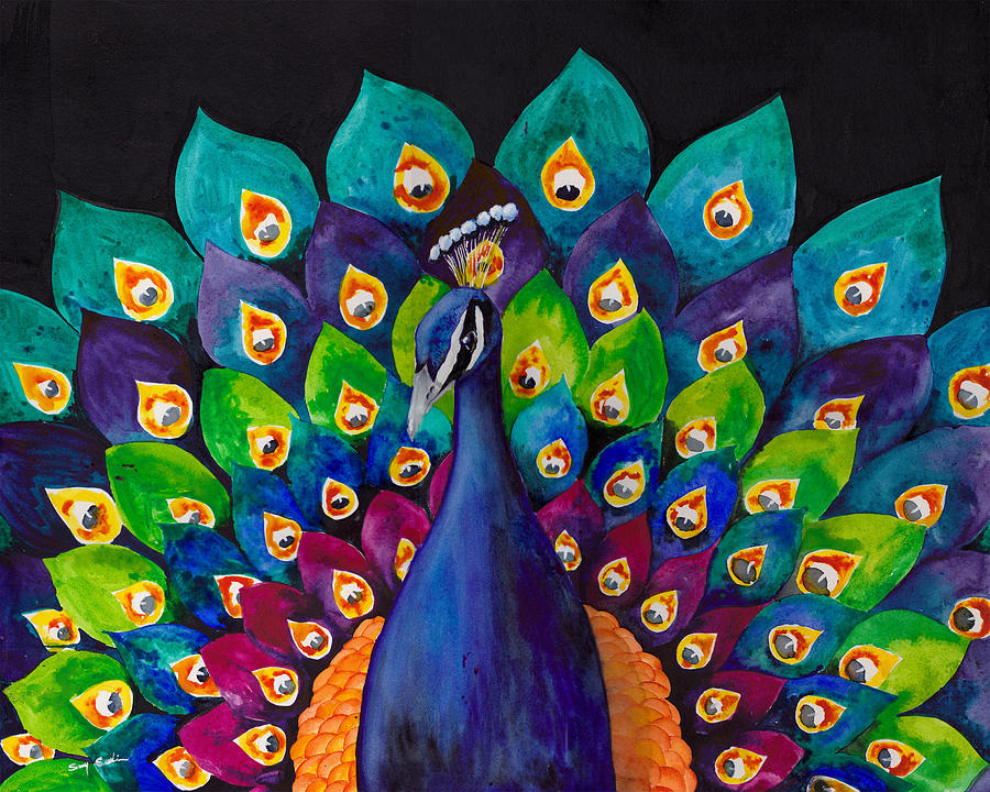 900x720 True Colors Painting By Susy Soulies - Peacock Images Painting