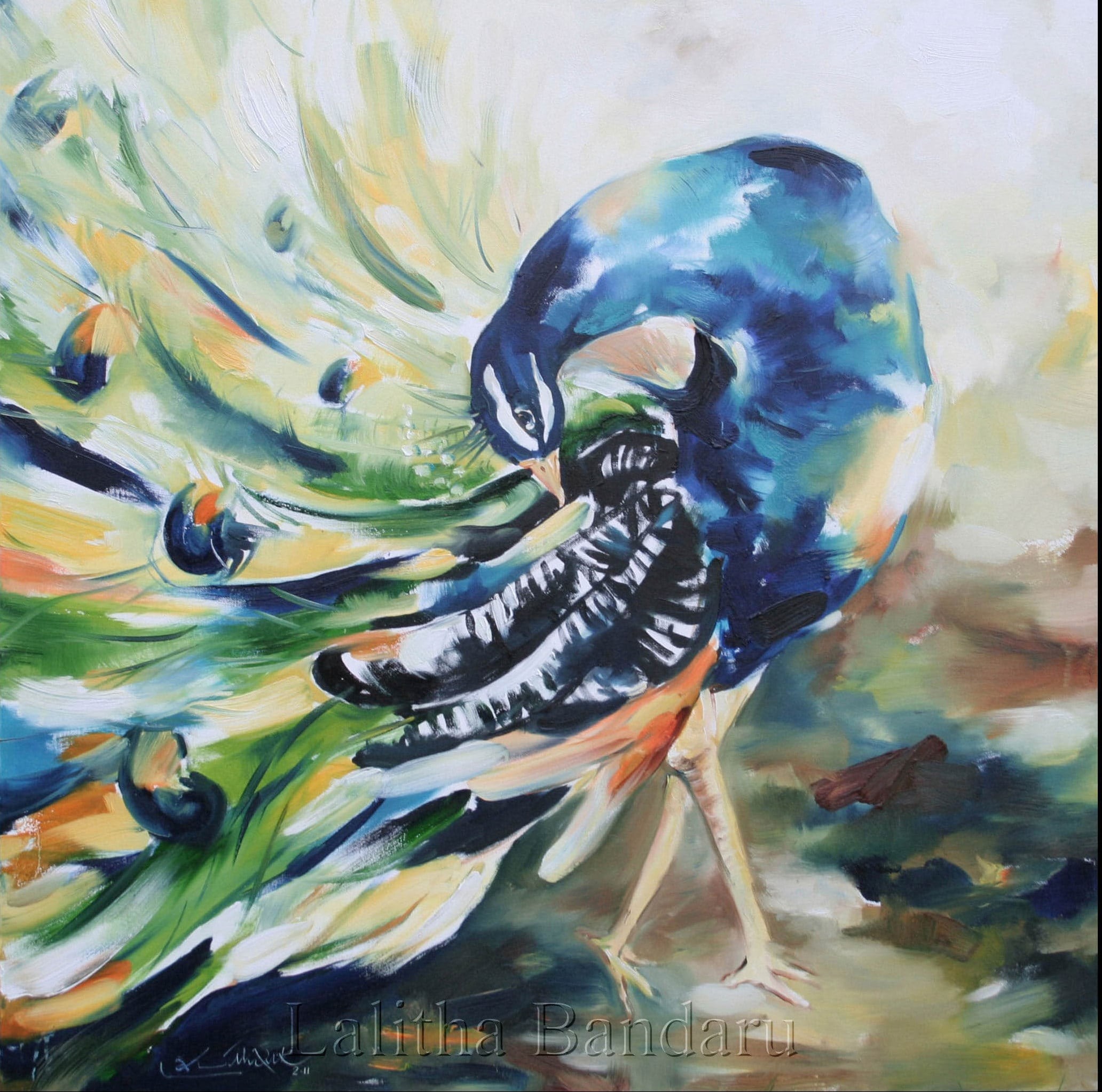 2064x2046 Buy Peacock Painting By Lalitha Bandaru Online - Peacock Images Painting