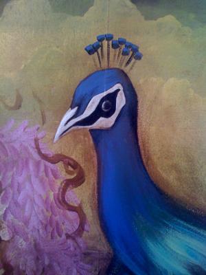 300x400 Peacock Mural By Michele Levani, Charleston Muralist - Peacock Mural Painting