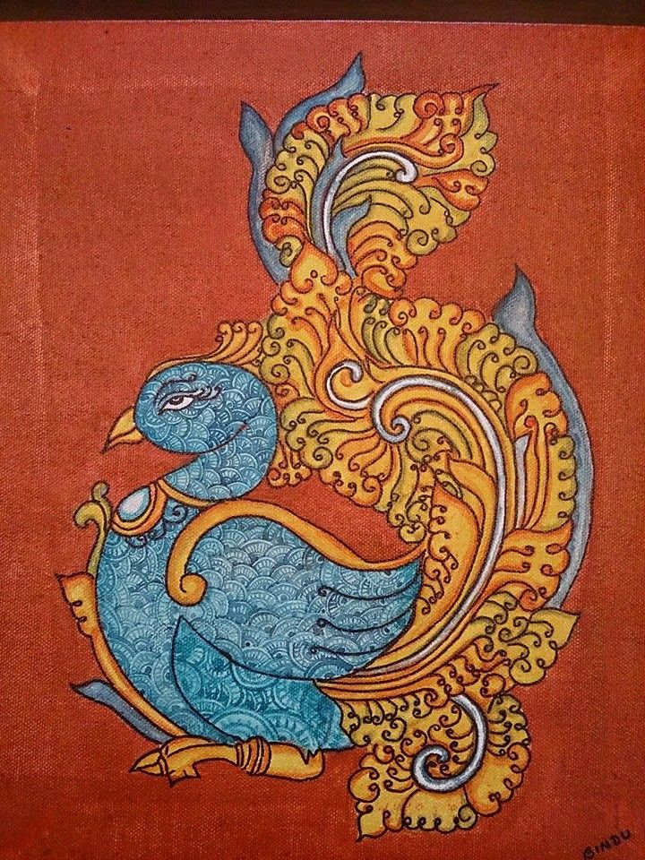 720x960 Pin By Ashwini Krishna On Mural Kerala, Mural - Peacock Mural Painting