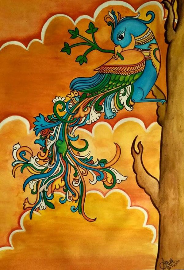 600x879 Tanjore - Peacock Mural Painting