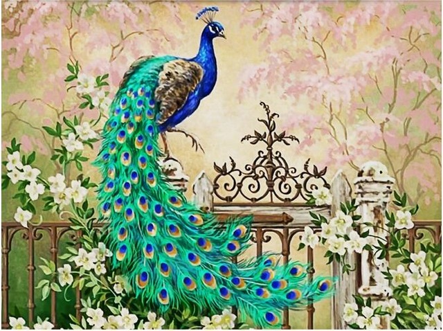 640x478 3d Wallpaper Custom Mural Non Woven Wall Sticker 3d The Peacock - Peacock Mural Painting