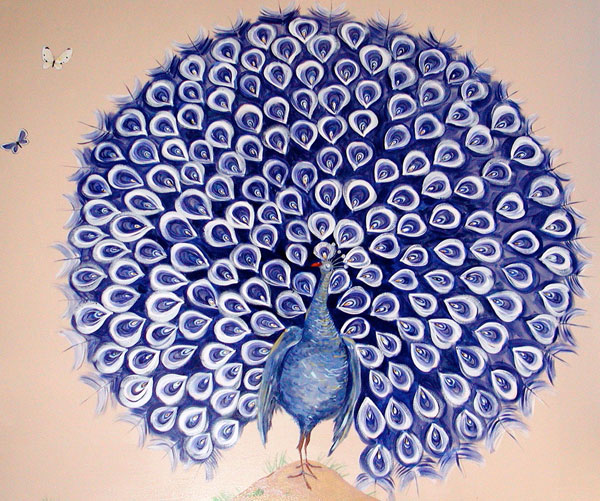600x501 Whimsical Fine Arts - Peacock Mural Painting