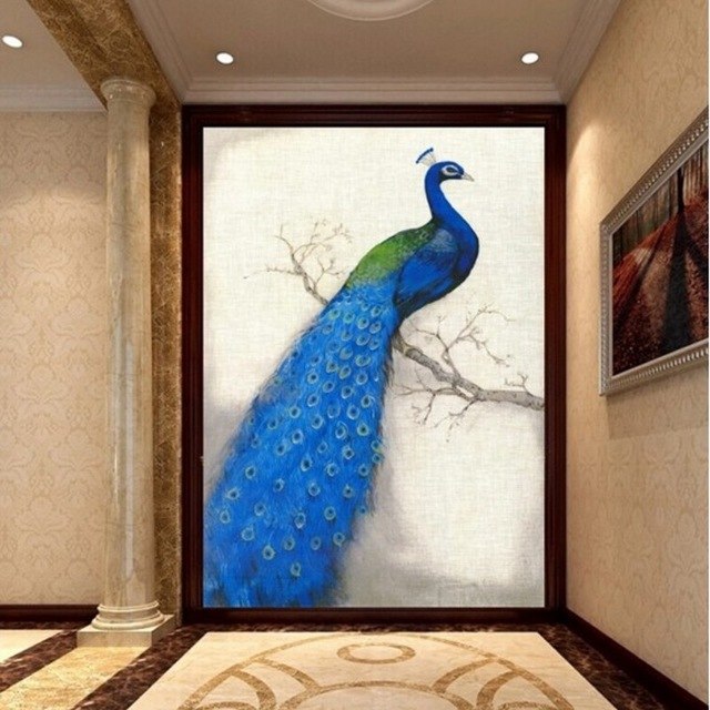 640x640 Custom 3d Photo Wallpaper Custom European Style 3d Stereo - Peacock Mural Painting