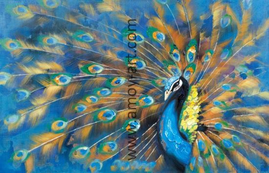 550x354 China Handmade Blue Peacock Oil Paintings For Home Decoration - Peacock Oil Painting