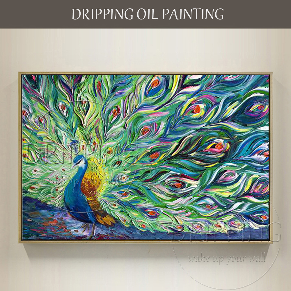 1000x1000 Expert Artist Hand Painted Beautiful Animal Peacock Oil Painting - Peacock Oil Painting