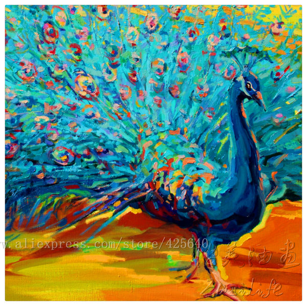 600x597 Handpainted Peacock Oil Painting Canvas Hight Quality Hand Painted - Peacock Oil Painting