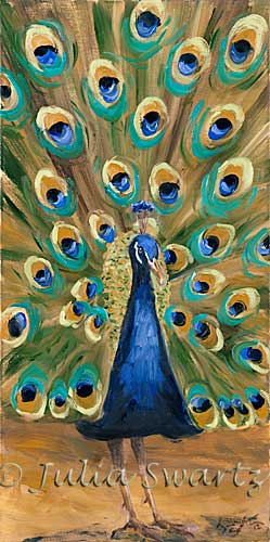 249x500 Julia Swartz Fine Art Gallery Peacock I - Peacock Oil Painting