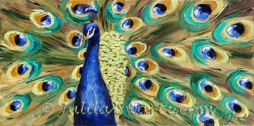 500x248 Julia Swartz Fine Art Gallery Peacock Ii - Peacock Oil Painting
