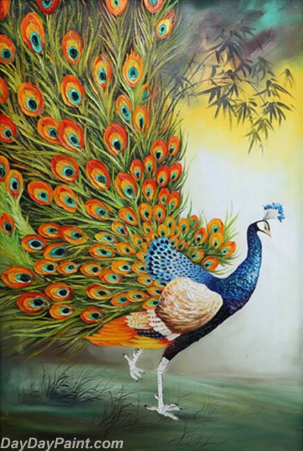 438x650 Peacock Oil Paintings Pmp02 - Peacock Oil Painting