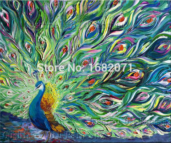 600x500 Artist Support High Quality Abstract Animal Peacock Oil Painting - Peacock Oil Painting