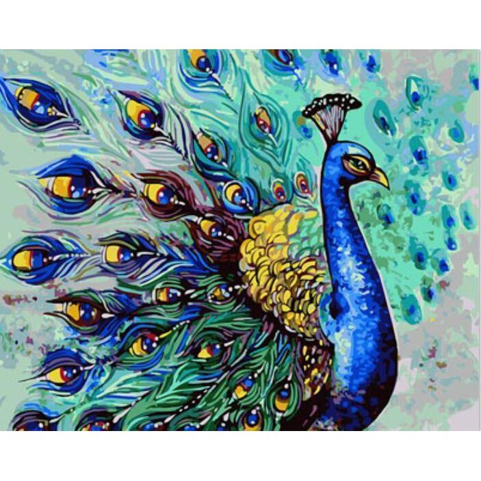 703x703 Colorful Peacock - Peacock Oil Painting On Canvas